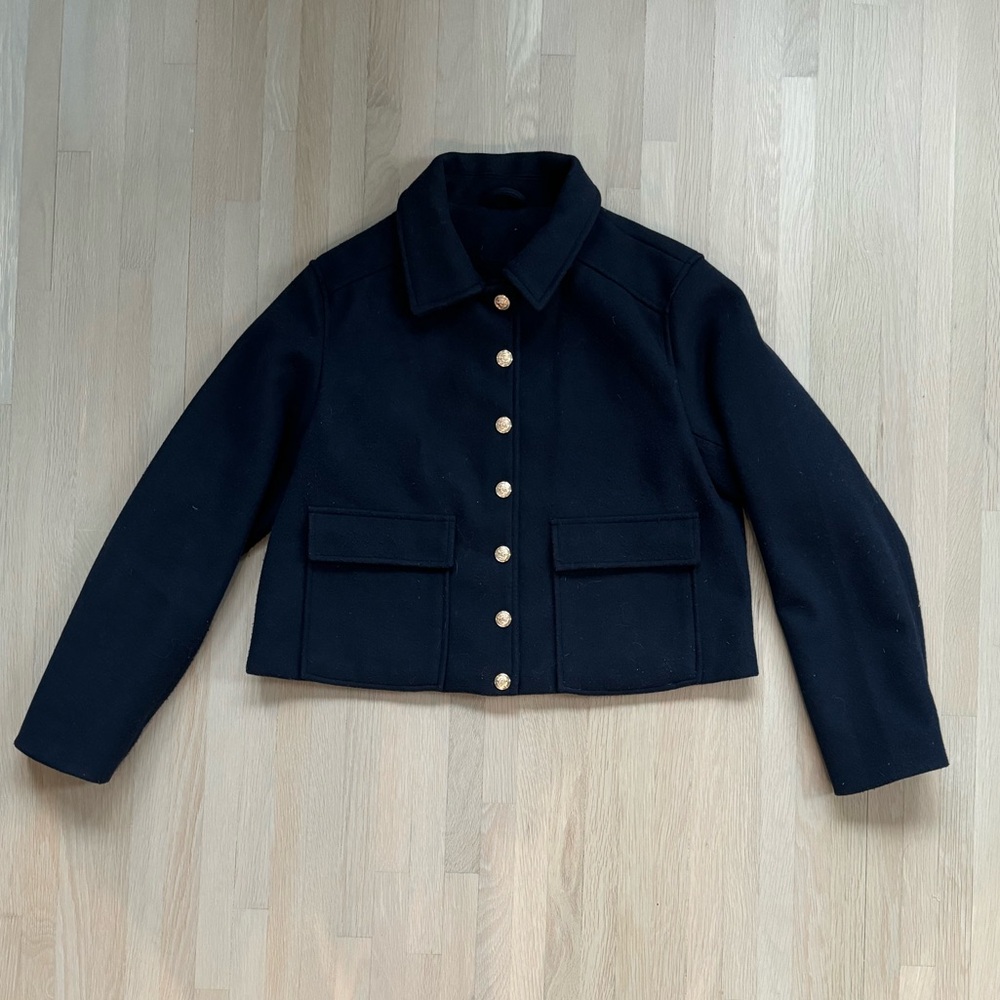 Navy blue button detailed jacket/ coat